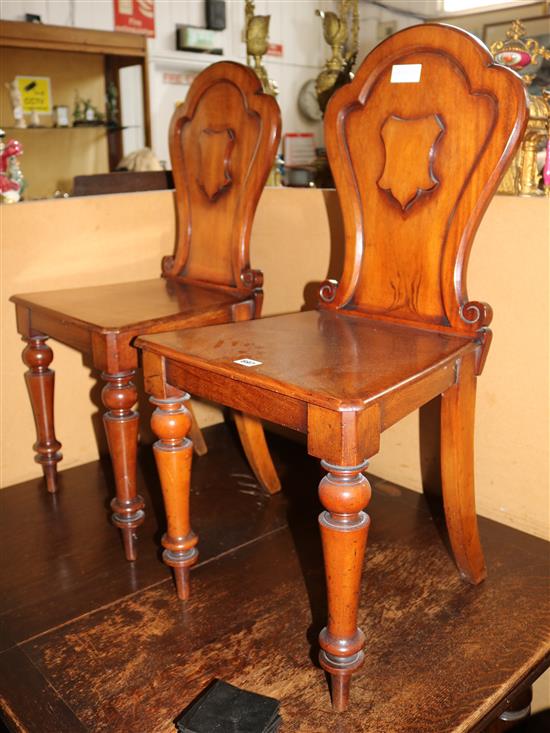 Paif of mahogany hall chairs